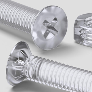 50x Clear Acrylic Countersunk Screws & Bolts M3 x 16 mm, Nuts & Washers
