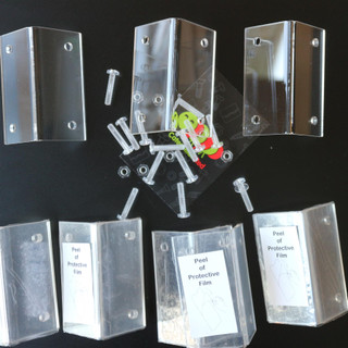 10x grandi staffe a L, acrilico trasparente 3 mm + 50 bulloni M5