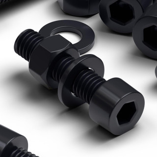 50x Black Nylon Socket Head Machine Screws M5 x 20 mm, Nuts & Washers