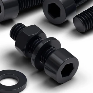 50x Black Nylon Socket Head Machine Screws M6 x 20 mm, Nuts & Washers