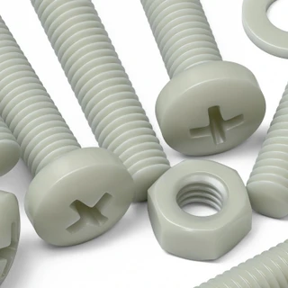 50x Glass Filled Nylon Pan Head Machine Screws M6 x 40 mm, Nuts & Washers