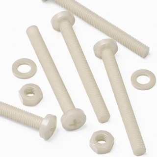 50x Natural Nylon Pan Head Machine Screws & Bolts M6 x 60 mm, Nuts & Washers