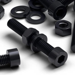 50x Black Nylon Socket Head Machine Screws M6 x 40 mm, Nuts & Washers