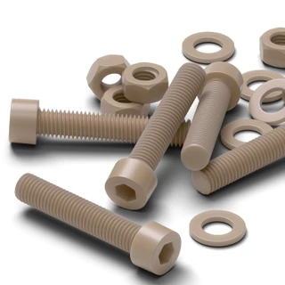 5x Natural PEEK Socket Head Screws & Bolts M8 x 45 mm, Nuts & Washers