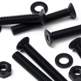 50x Black Nylon Countersunk Cross Machine Screws M6 x 40 mm, Nuts & Washers
