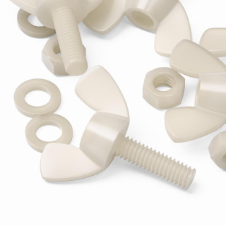 50x Natural Nylon Plastic Butterfly Wing Screws M6 x 20 mm, Nuts & Washers
