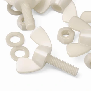 50x Natural Nylon Plastic Butterfly Wing Screws M6 x 20 mm, Nuts & Washers
