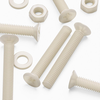 50x Natural Nylon Countersunk Machine Screws M4 x 30 mm, Nuts & Washers