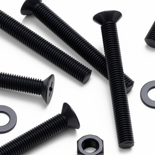 50x Black Nylon Countersunk Cross Machine Screws M5 x 40 mm, Nuts & Washers