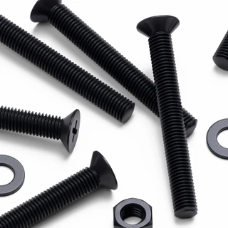 50x Black Nylon Countersunk Cross Machine Screws M5 x 40 mm, Nuts & Washers