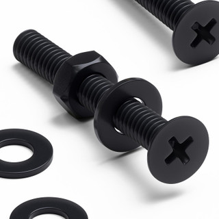 50x viti metriche svasate a croce in nylon nero M4 x 30 mm, dadi/rondelle