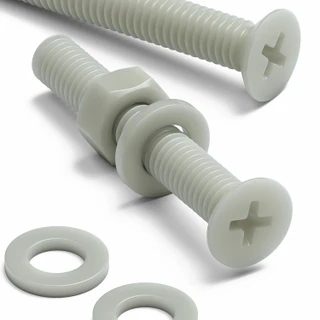 50x Glass Filled Nylon Countersunk Machine Screws M6 x 40 mm, Nuts & Washers
