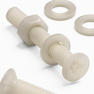 50x Natural Nylon Countersunk Machine Screws M6 x 40 mm, Nuts & Washers