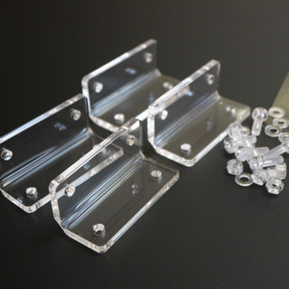 4x V2 5 mm Angled L Brackets, Clear Acrylic + 20x M5 Bolts