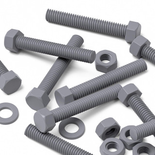 50x Grey PVC Hex Head Plastic Screws & Bolts M6 x 40 mm, Nuts & Washers