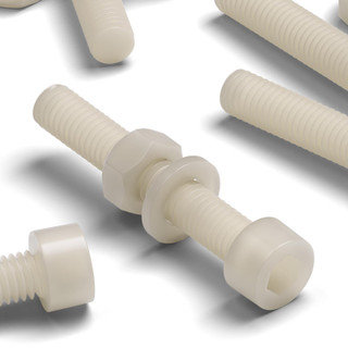 50x viti TCEI in nylon naturale M6 x 40 mm, dadi & rondelle