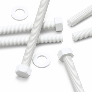 10x White PP Hex Head Plastic Screws & Bolts M10 x 100 mm, Nuts & Washers