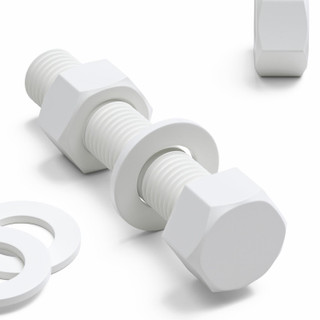5x White PP Hex Head Plastic Screws & Bolts M20 x 100 mm, Nuts & Washers