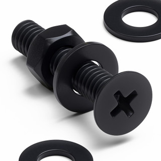 50x Black Nylon Countersunk Cross Machine Screws M4 x 20 mm, Nuts & Washers