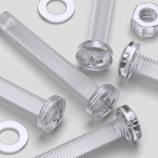 20x Clear Acrylic Pan Head Machine Screws & Bolts M8 x 60 mm, Nuts & Washers