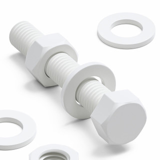 10x White PP Hex Head Plastic Screws & Bolts M10 x 60 mm, Nuts & Washers