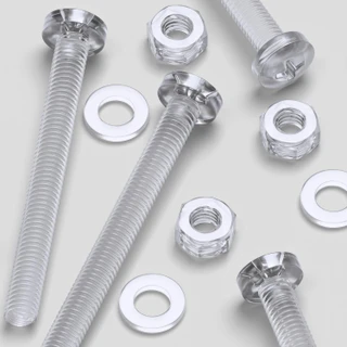 60x Clear Acrylic Pan Head Plastic Screws & Bolts M6 x 60 mm, Nuts & Washers