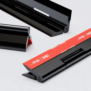 4x Black Acrylic Piano Hinges 200 mm, Self-Adhesive, No Glue Required