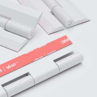 4x White Acrylic Piano Hinges 150 mm, Self-Adhesive, No Glue Required