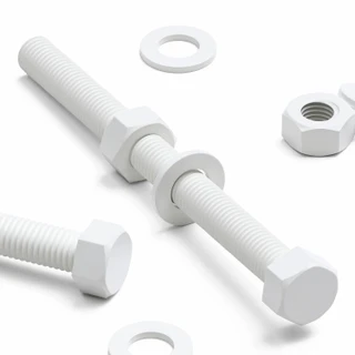 10x White PP Hex Head Plastic Screws & Bolts M8 x 100 mm, Nuts & Washers