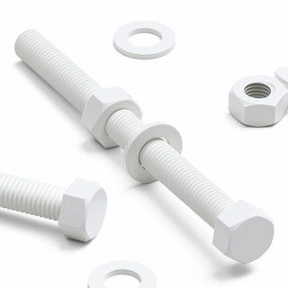 10x White PP Hex Head Plastic Screws & Bolts M8 x 100 mm, Nuts & Washers