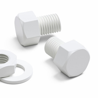 10x White PP Hex Head Plastic Screws & Bolts M16 x 20 mm, Nuts & Washers