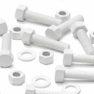 10x White PP Hex Head Plastic Screws & Bolts M12 x 50 mm, Nuts & Washers