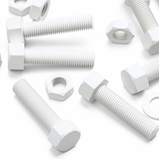 5x White PP Hex Head Plastic Screws & Bolts M16 x 65 mm, Nuts & Washers