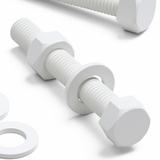 10x White PP Hex Head Plastic Screws & Bolts M10 x 70 mm, Nuts & Washers