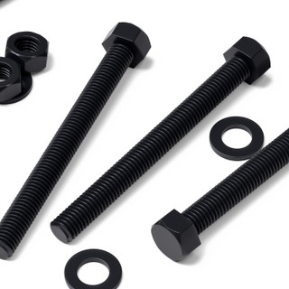 10x Black PP Hex Head Plastic Screws & Bolts M10 x 100 mm, Nuts & Washers
