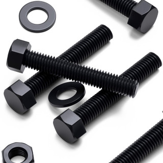 10x Black PP Hex Head Plastic Screws & Bolts M10 x 60 mm, Nuts & Washers