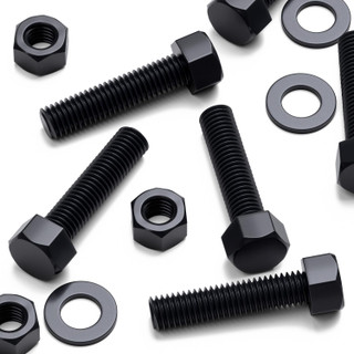 10x Black Nylon Hex Head Plastic Screws & Bolts M12 x 50 mm, Nuts & Washers