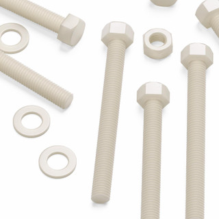 10x bulloni esagonali naturali in nylon PA66 M10 x 100 mm, dadi e rondelle
