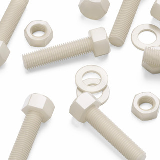 5x Natural Nylon Hex Head Plastic Screws & Bolts M16 x 65 mm, Nuts & Washers