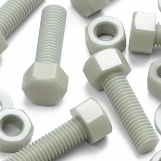 10x Natural Glass Filled Nylon Hex Head Screws M12 x 40 mm, Nuts & Washers