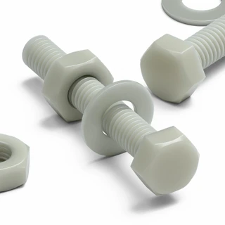 50x Natural Glass Filled Nylon Hex Head Screws M3 x 20 mm, Nuts & Washers