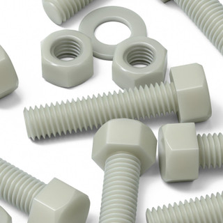10x Natural Glass Filled Nylon Hex Head Screws M12 x 50 mm, Nuts & Washers