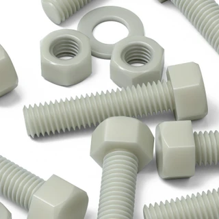 10x Natural Glass Filled Nylon Hex Head Screws M12 x 50 mm, Nuts & Washers