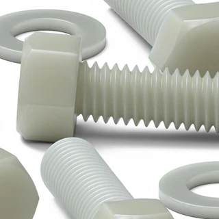 50x Natural Glass Filled Nylon Hex Head Screws M5 x 20 mm, Nuts & Washers