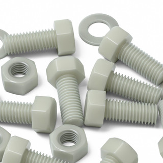 50x Natural Glass Filled Nylon Hex Head Screws M8 x 20 mm, Nuts & Washers