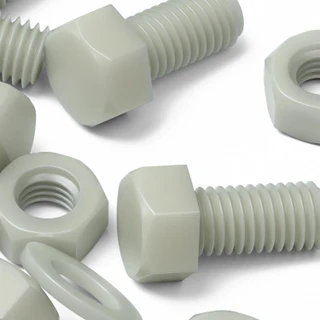 20x Natural Glass Filled Nylon Hex Head Screws M10 x 20 mm, Nuts & Washers