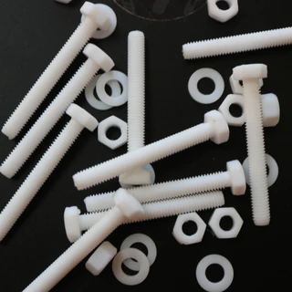10x Natural PTFE Hex Head Plastic Screws & Bolts M5 x 40 mm, Nuts & Washers