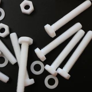 10x Natural PTFE Hex Head Plastic Screws & Bolts M6 x 40 mm, Nuts & Washers