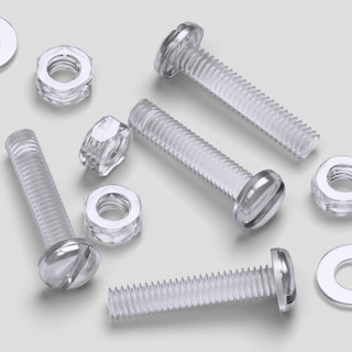 50x Clear Acrylic Slotted Pan Head Screws & Bolts M4 x 20 mm, Nuts & Washers