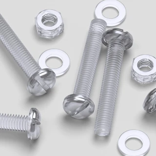20x Clear Acrylic Slotted Pan Head Screws & Bolts M6 x 40 mm, Nuts & Washers